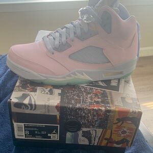 Jordan Sneakers with Mint Green and Gray Sole